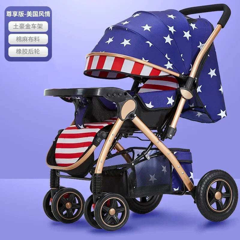 Baby Stroller Lightweight Foldable Easy to Sit Lying down Umbrella Rider Good Four-Wheel High Landscape