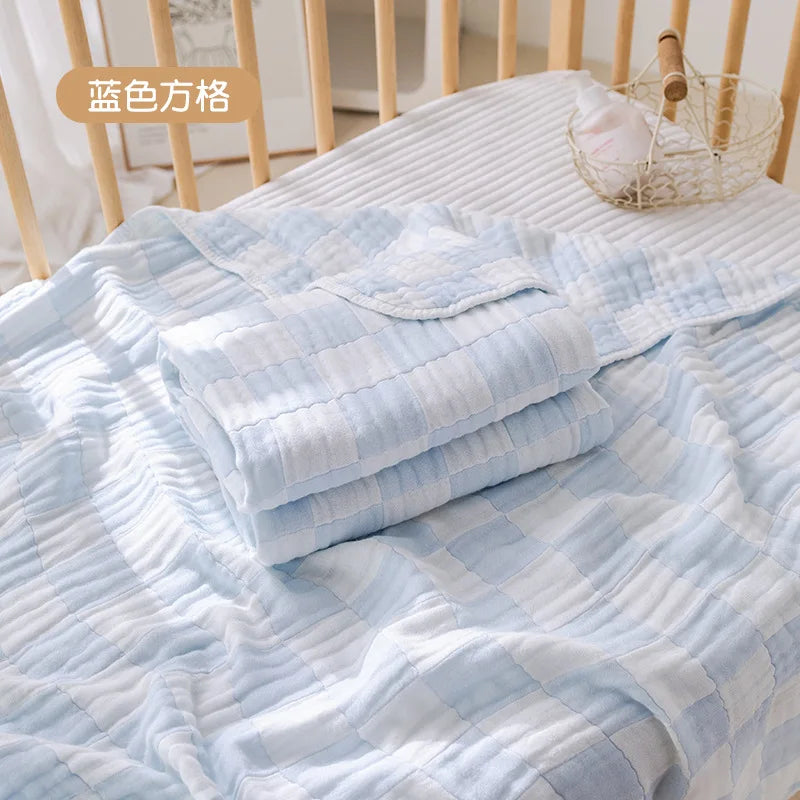 6 Layer Bamboo Cotton Baby Blankets Nap Cover Thin Quilt Soft Bubble Bath Towel for Newborn Muslin Swaddle Blanket Baby Bedding