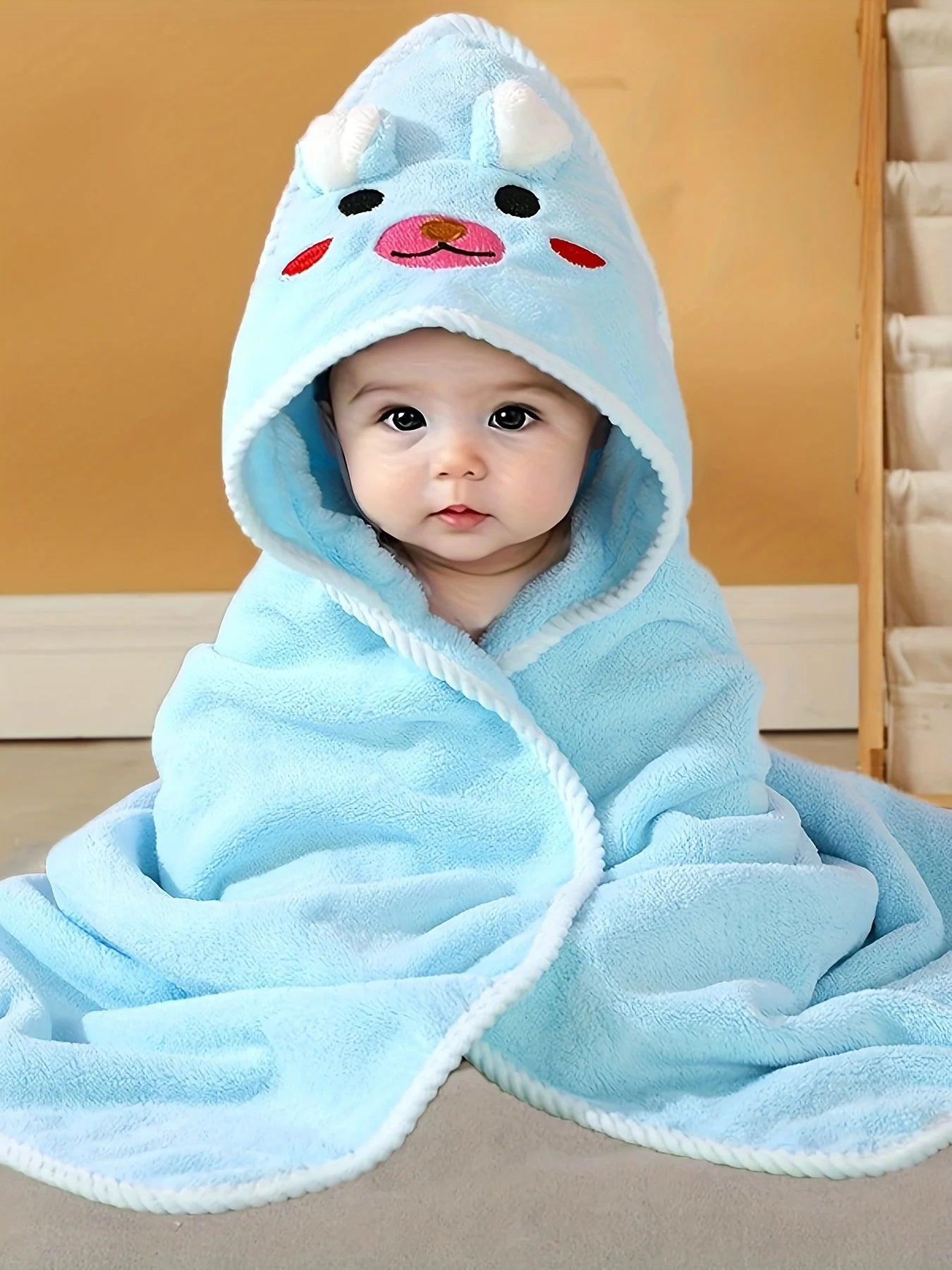 1PC Baby Bathrobe, Made of Polyester Fiber, Soft, Breathable, and Highly Absorbent, Can Be Used as a Duvet or Stroller Blanket