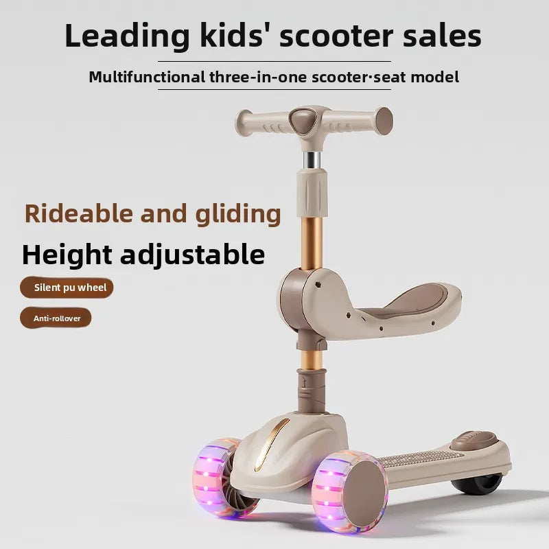 3-In-1 Children'S Scooter: a Scooter for Boys and Girls That Can Be Sat on or Ridden
