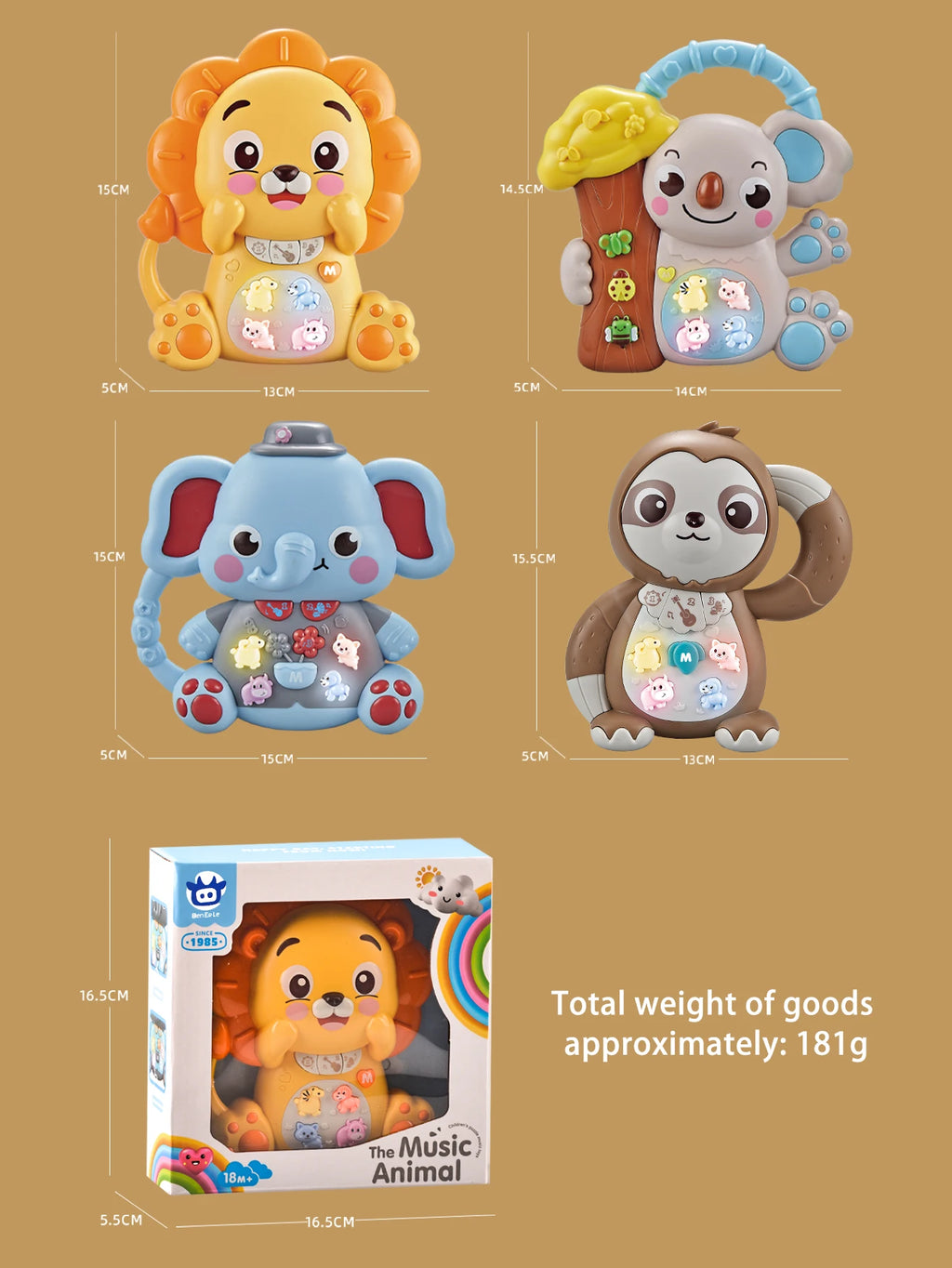 Cartoon Animal Electronic Keyboard, Lighting Music Piano Multi-Mode Sound Effect Switching, Puzzle Early Education Toys for 3+