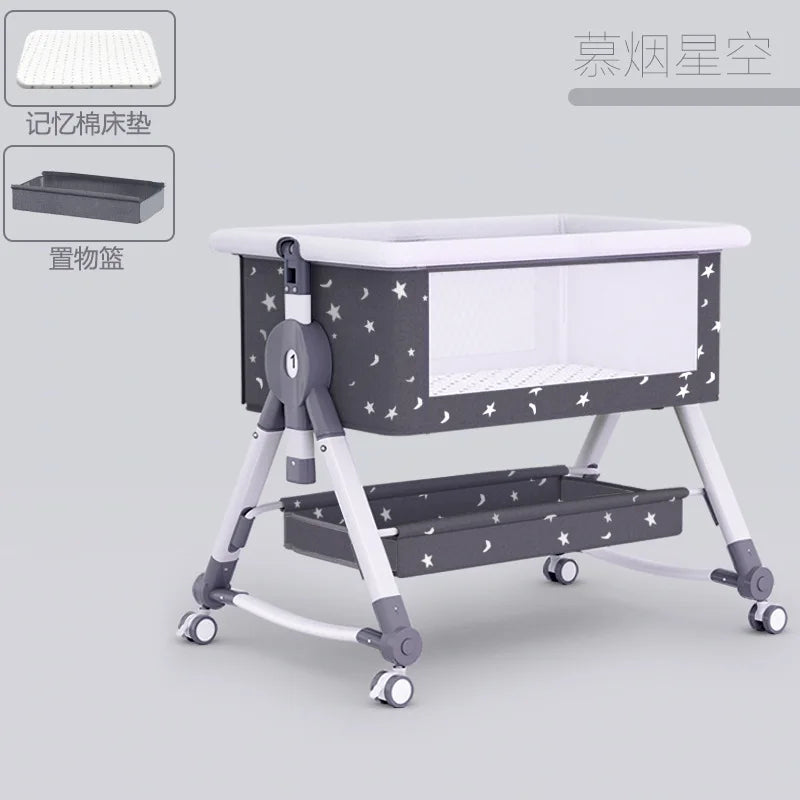 Newborn Bed Splicing Large Bed Baby Rocking Bed Bb Children'S Bed Cradle Bed Multifunctional Movable and Foldable