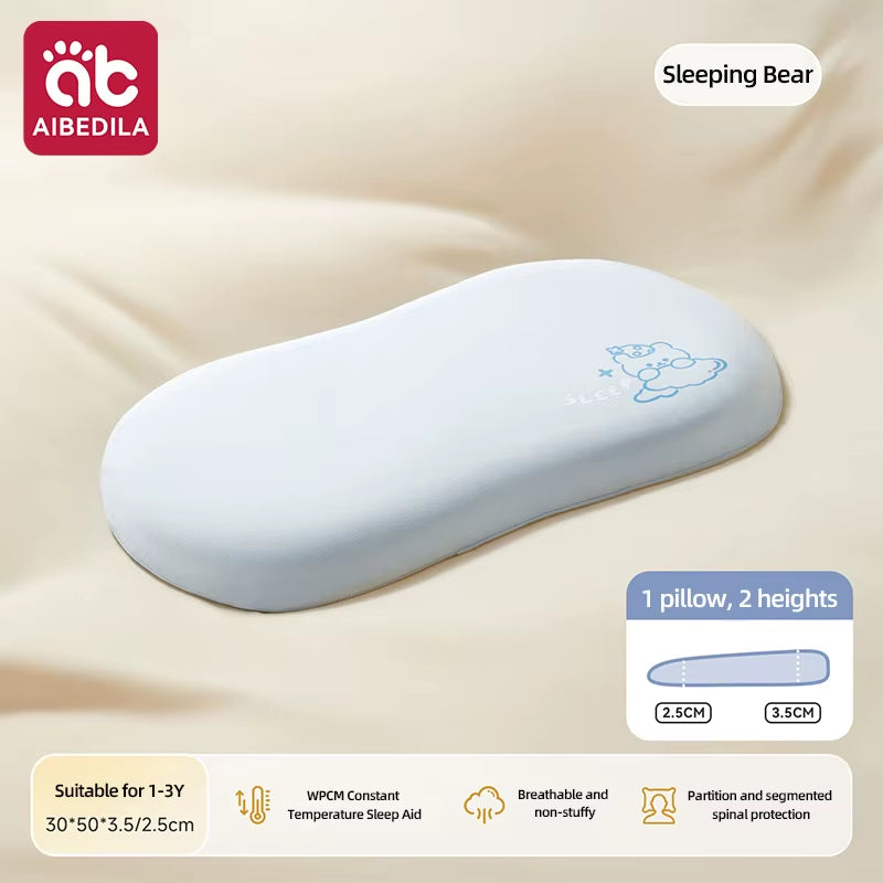 Ergonomic Baby Cloud Pillow Breathable Slow Rebound Sectional Spine Support Toddler Bed Pillow for Kids 1-3Y