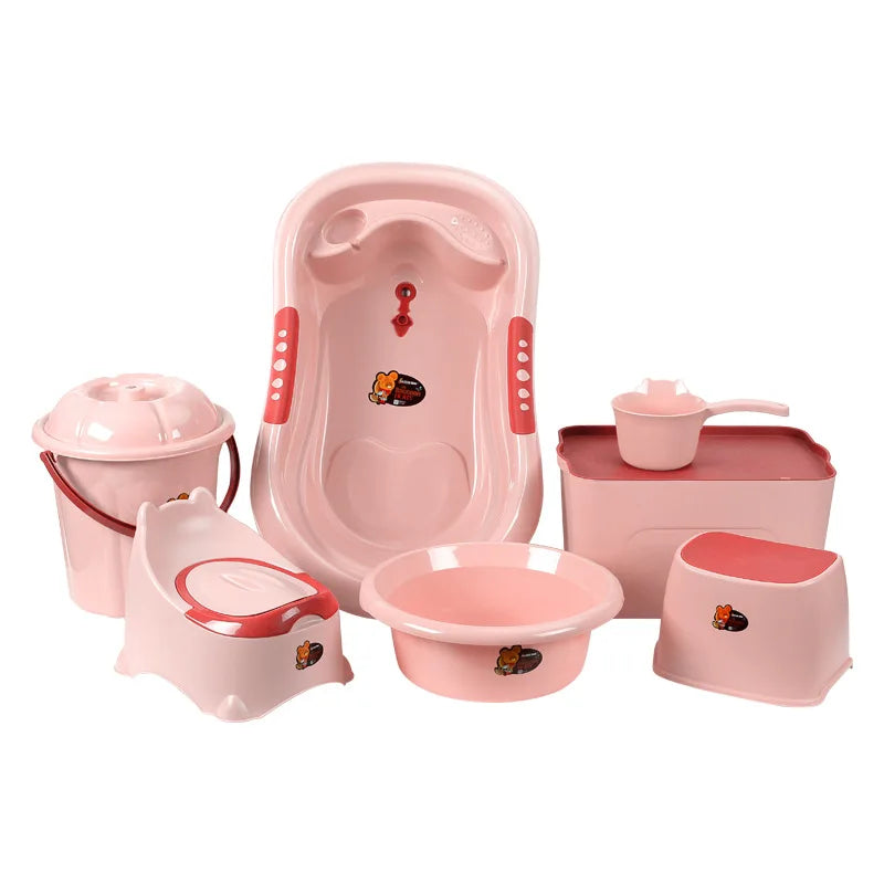 Baby Bath Tub Set with Stool, Newborn Tub,Non-Slip,Complete Bathing Set,Baby Bath Basin,Durable Bathtub,Plastic Baby Bathtub