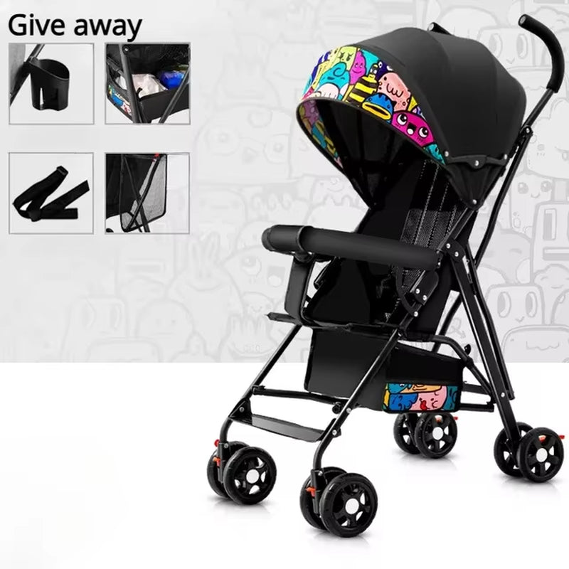 Baby Stroller Lightweight & Foldable Infant Stroller to Explore with Large Sleep Shade Super Load-Bearing Baby Pram for Boy Girl