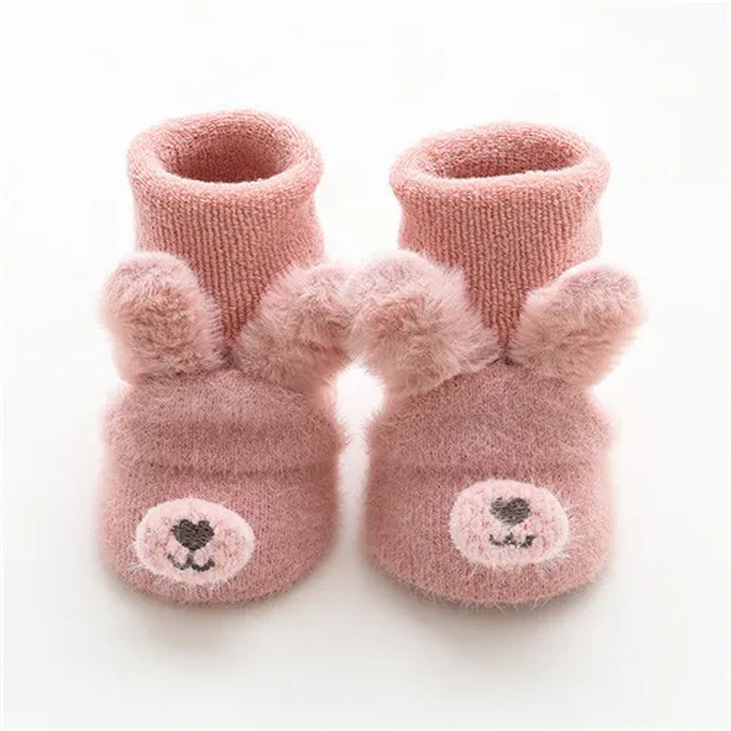 Newborn Baby Girl Boy Socks anti Slip Cute Soft Cartoon Winter Thick Warm Terry Infant Socks for Baby Girls Boys 0-3Year