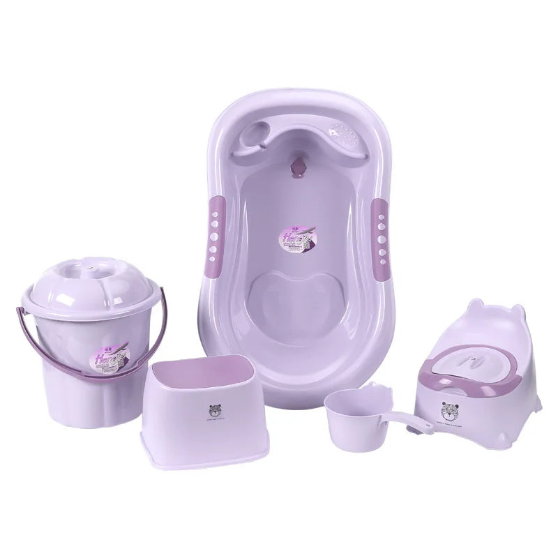 Baby Bath Tub Set with Stool, Newborn Tub,Non-Slip,Complete Bathing Set,Baby Bath Basin,Durable Bathtub,Plastic Baby Bathtub