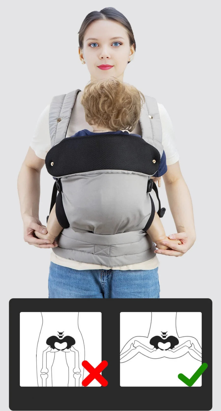 Baby Carrier Newborn to Toddler, Cozy Baby Wrap Carrier(7-44Lbs), with Hook&Loop for Easily Adjustable, Soft Fabric,Breathable