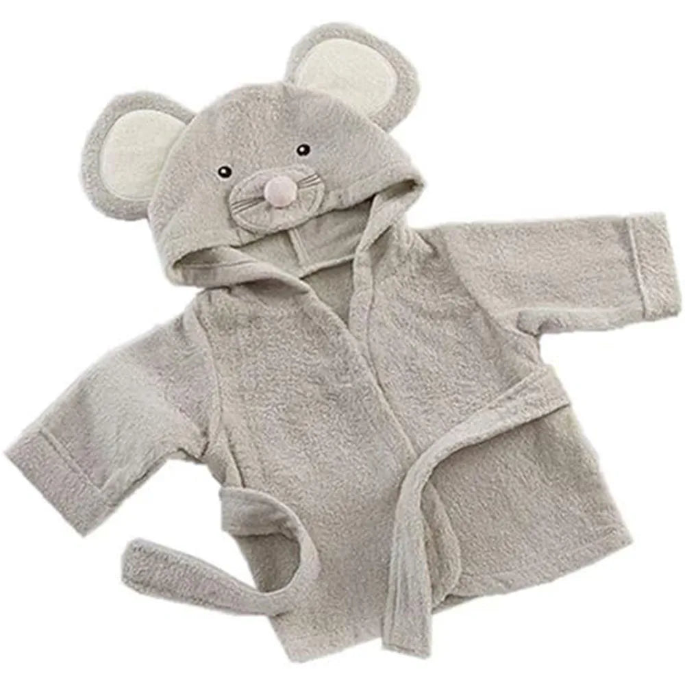 Baby Boy Bathrobe Hooded Towels Unisex Infant Bath Robe Towel for Toddle Terry Ultra Absorbent Durable Blankets
