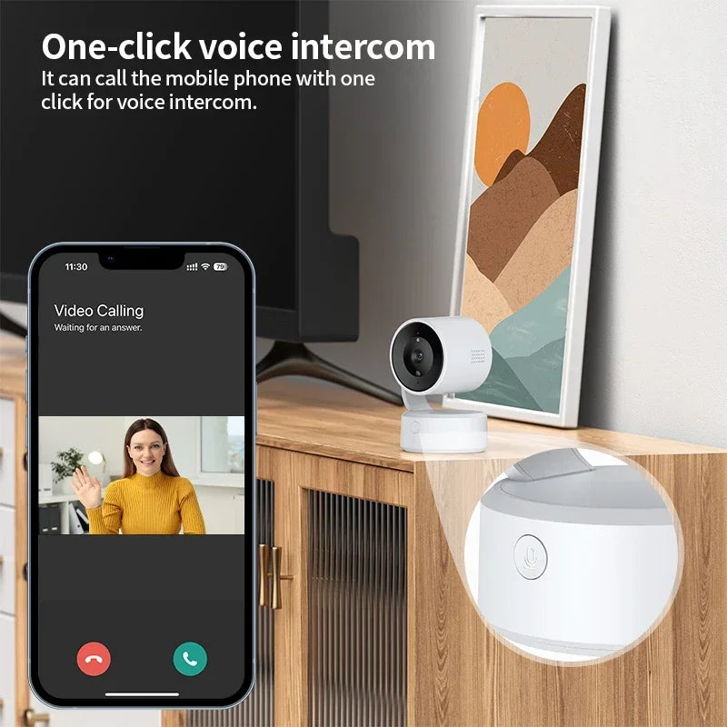5MP WIFI Tuya Camera Two Way Talk Indoor Baby Monitor 4X Zoom PTZ 360° Surveillance Cameras Support Alexa Google Smart Life
