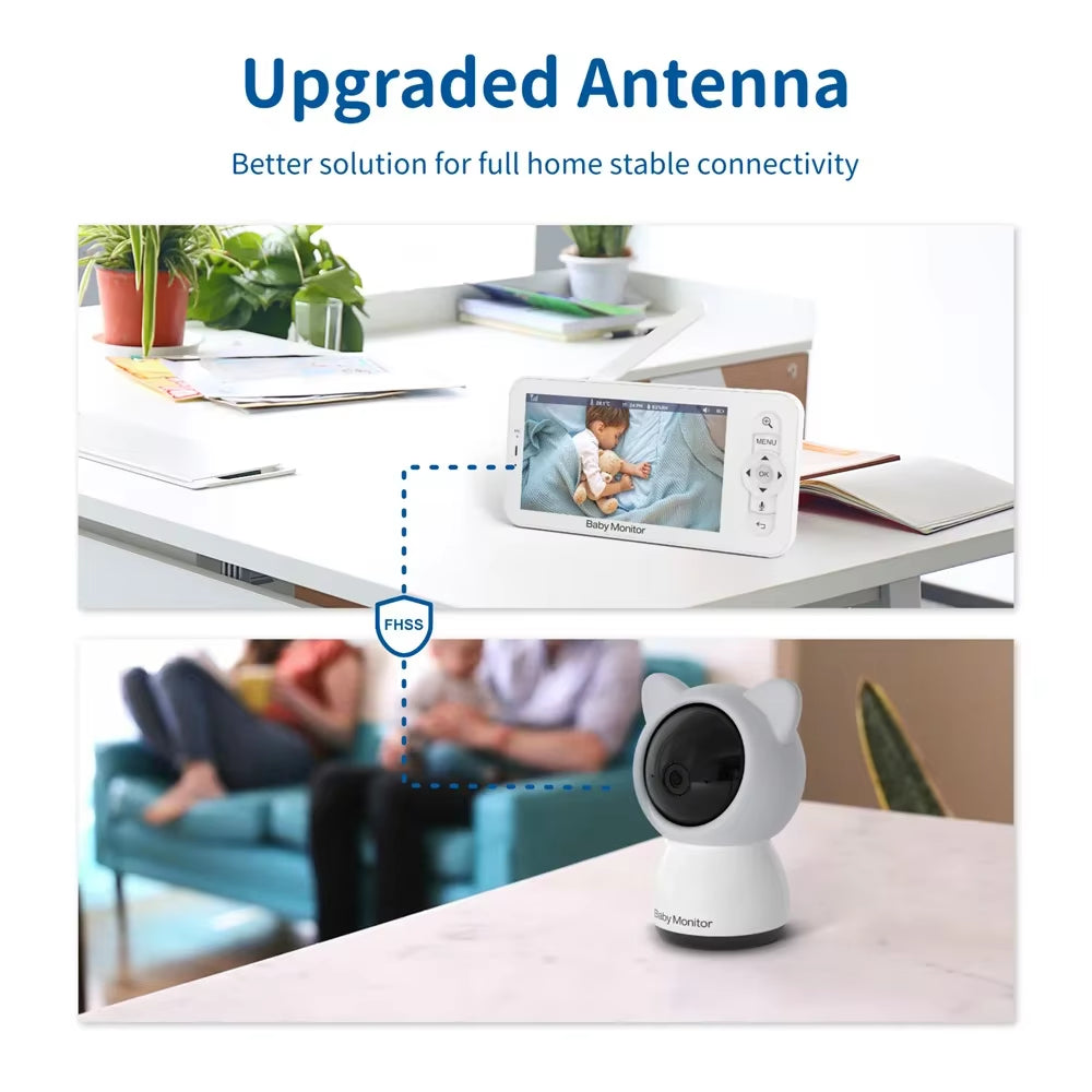 5 Inch Wifi Baby Monitor HD LCD Babyphone Video Baby Camera Nanny Mobile Phone APP Control PTZ Lullabies for New Born