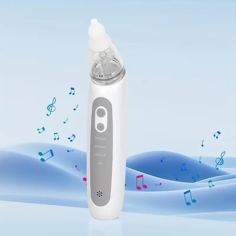 Baby Electric Nasal Aspirator Nose Suction Device with Food Grade Silicone Mouthpiece 3 Suction Modes and Soothing Music