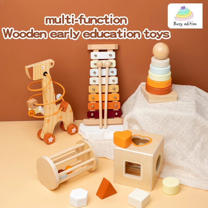 Musical Instrument Toy Set, 3-6 Montessori Early Learning Gift, Wooden Educational Tools for Kindergarten Music, Perfect as a Gi
