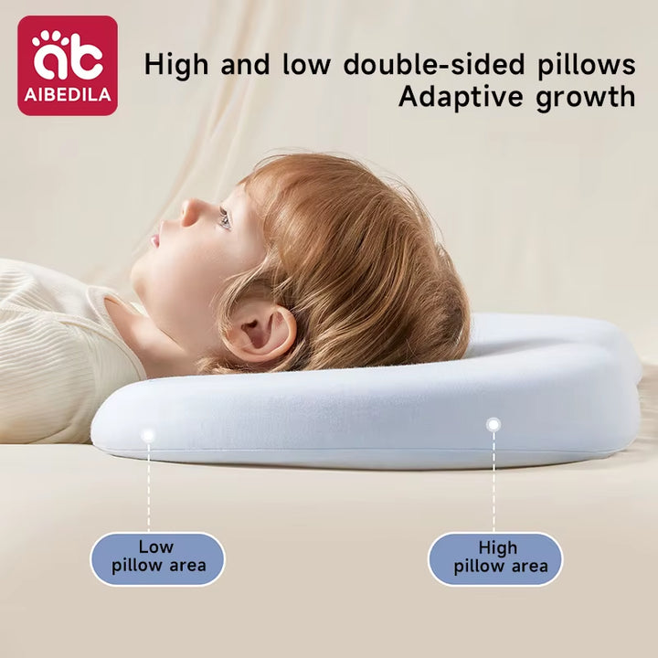 Ergonomic Baby Cloud Pillow Breathable Slow Rebound Sectional Spine Support Toddler Bed Pillow for Kids 1-3Y