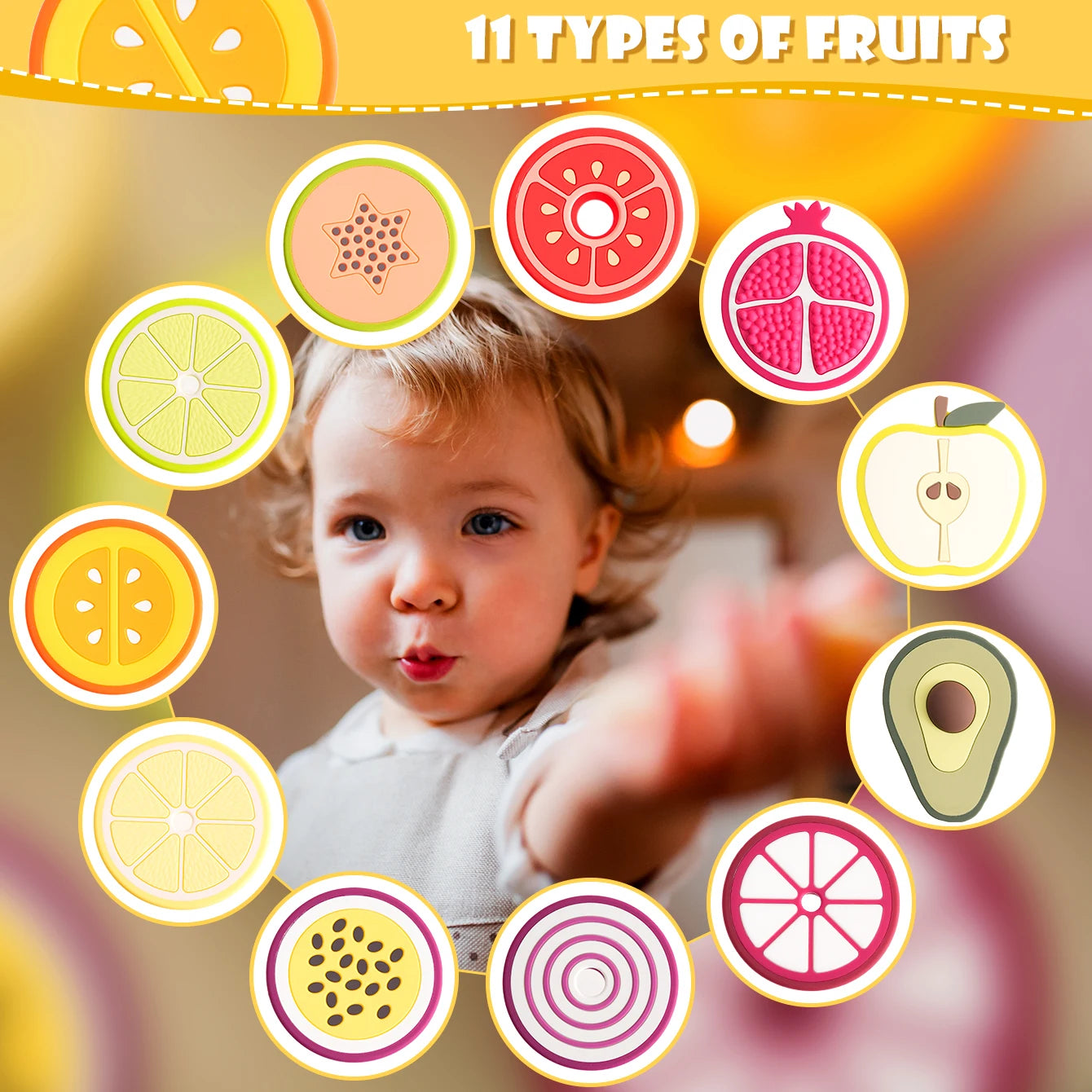 Color Kids New 1PCS Baby Silcone Teether Toys Vegetable Fruit Shape Baby Teething Toys Molar Sensory Toys Kids Toys Baby Stuff