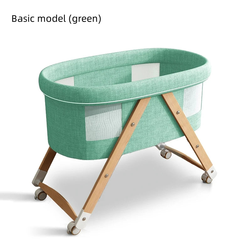 Multifunctional Wooden Baby Bed Foldable Mobile Baby Bassinet Baby Shaker Bb Adjustable Rollaway Bed