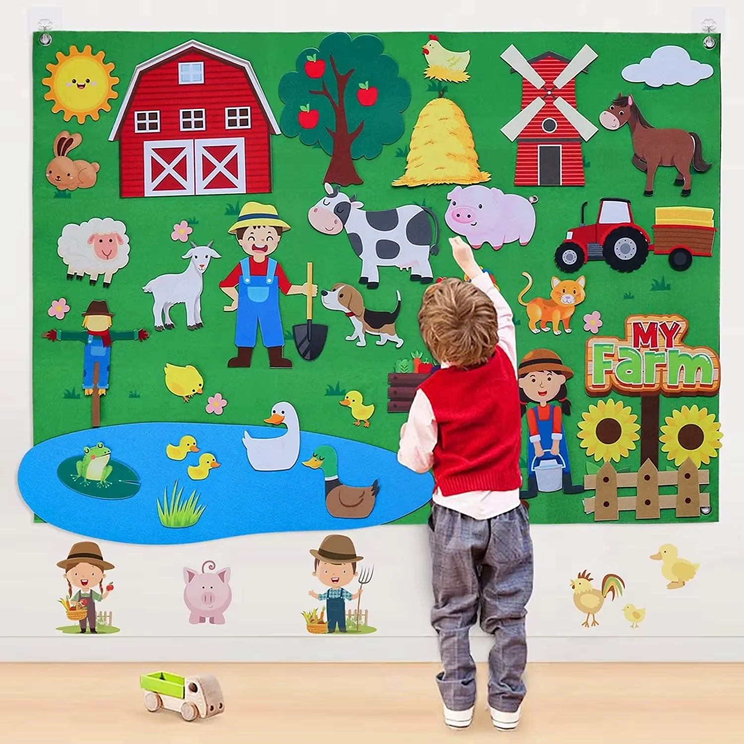 Farm Animals Felt Story Busy Board Set Toddlers Preschool Farmhouse Themed Early Learning Storytelling Interactive Play