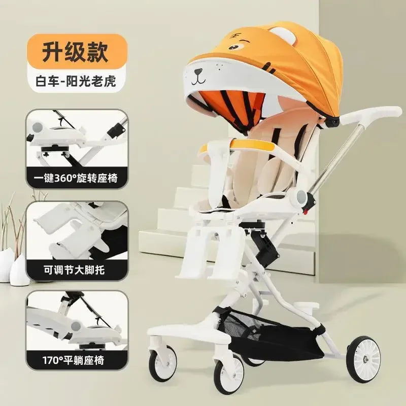 Bi-Directional Sitting and Lying Baby Stroller with Baby Stroller, Lightweight Baby Stroller, High Landscape Folding
