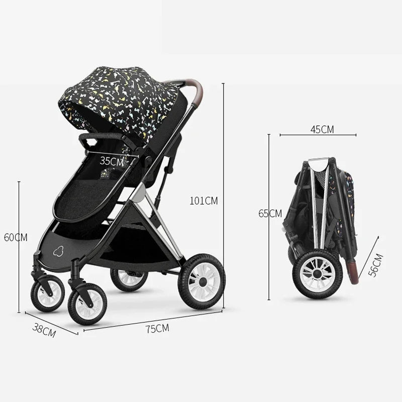 Baby Stroller 3 In1 Baby Cariage Travel Stroller Baby Strollers Car Seat Newbron Pram Travel Folding Stroller High Landscape