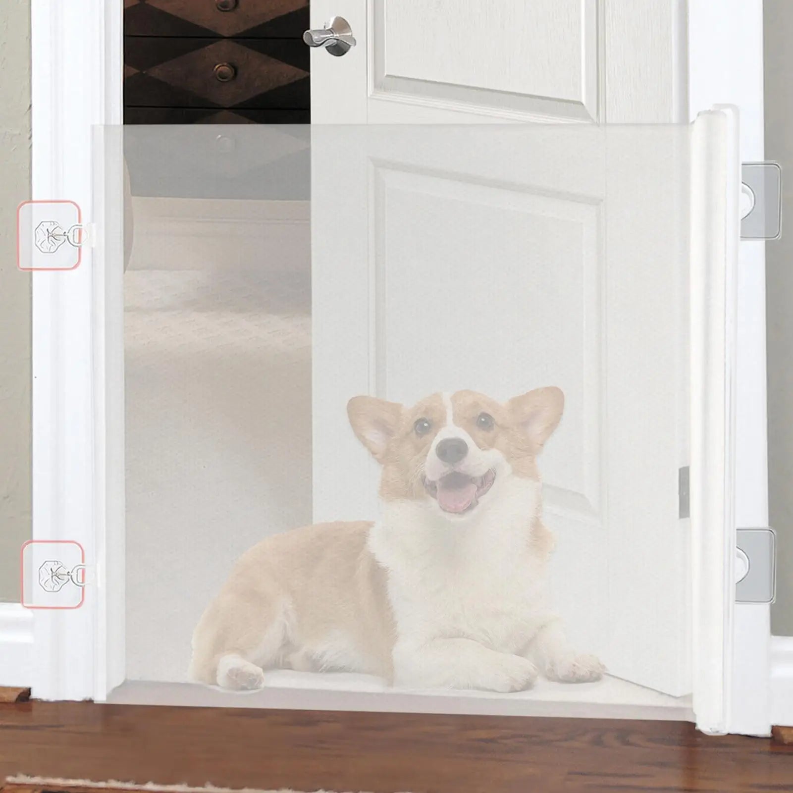 Pet Gate Dog Baby Gate Retractable Fence Adjustable Fence Barrier No Drilling Child Safety Screen for Kids Pets Puppy Cat Indoor