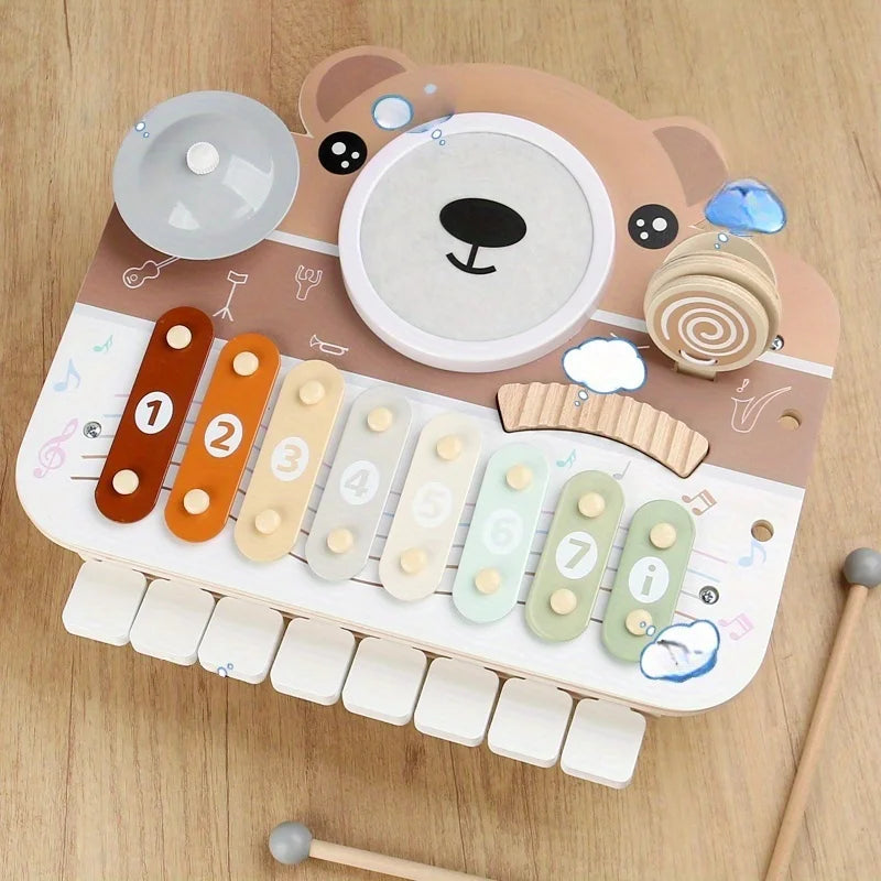 Wooden Kids' Drum Set - Multi-Functional, Montessori, 1-Year-Old Music, Percussion Kit, Educational Toy
