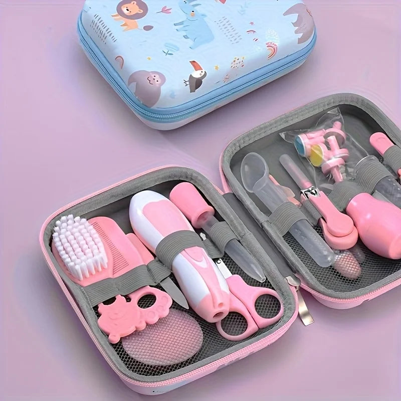 14Pcs Maternal Infant Set Healthcare Kit Portable Case Comprehensive Health Grooming Set Ear Spoon Nail Clippers Comb Brushes