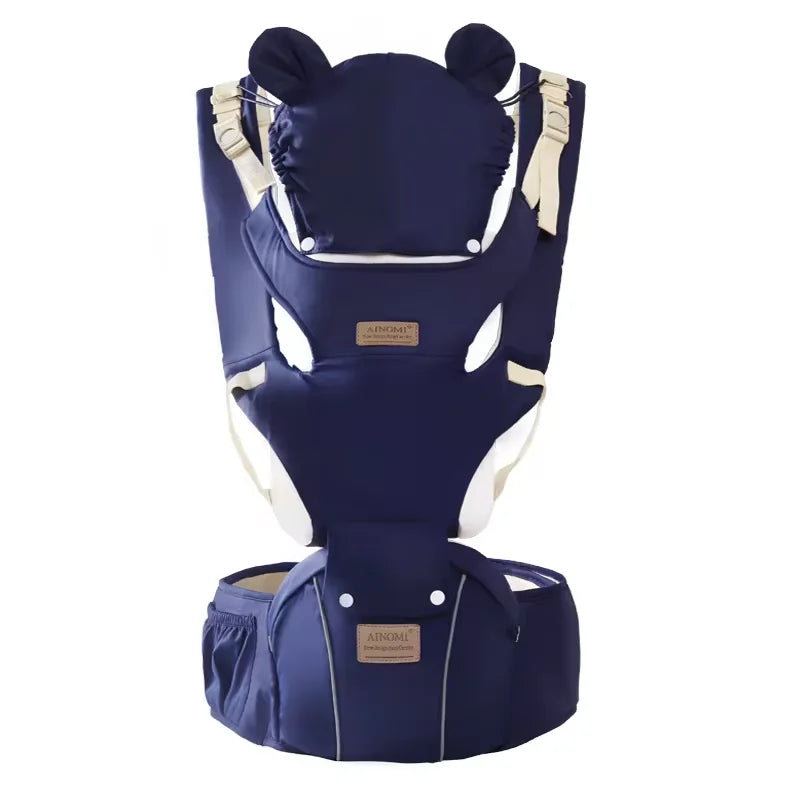 3 in 1 Baby Hipseat Carrier Backpack Straps for Infant Toddler 0-36M Ergonomic with Windproof Hat for Winter Luminous Strips