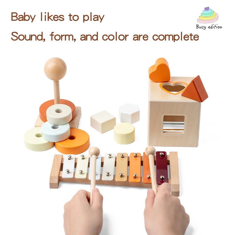 Musical Instrument Toy Set, 3-6 Montessori Early Learning Gift, Wooden Educational Tools for Kindergarten Music, Perfect as a Gi