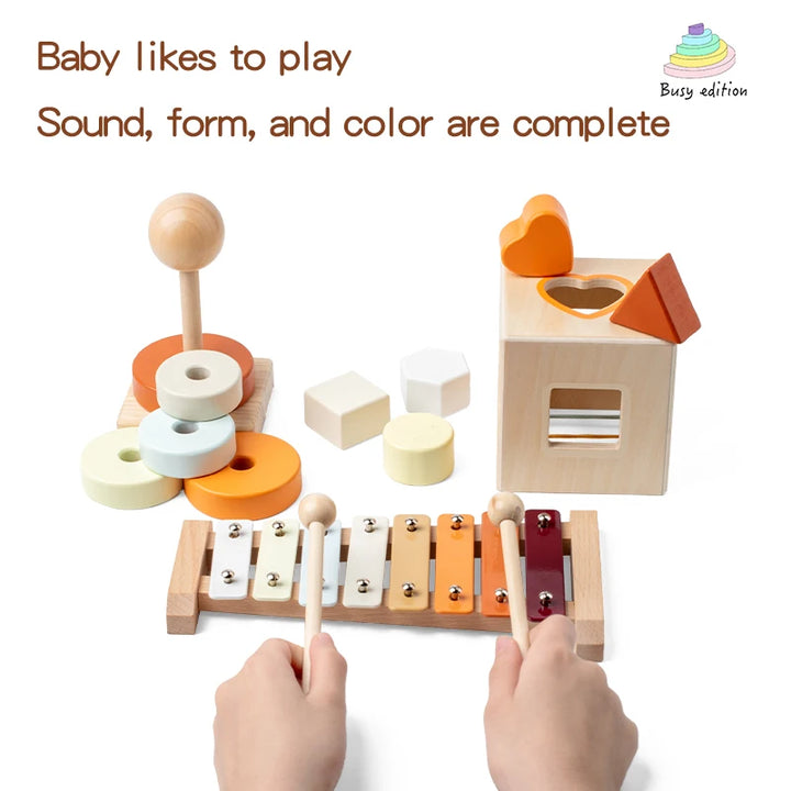 Musical Instrument Toy Set, 3-6 Montessori Early Learning Gift, Wooden Educational Tools for Kindergarten Music, Perfect as a Gi