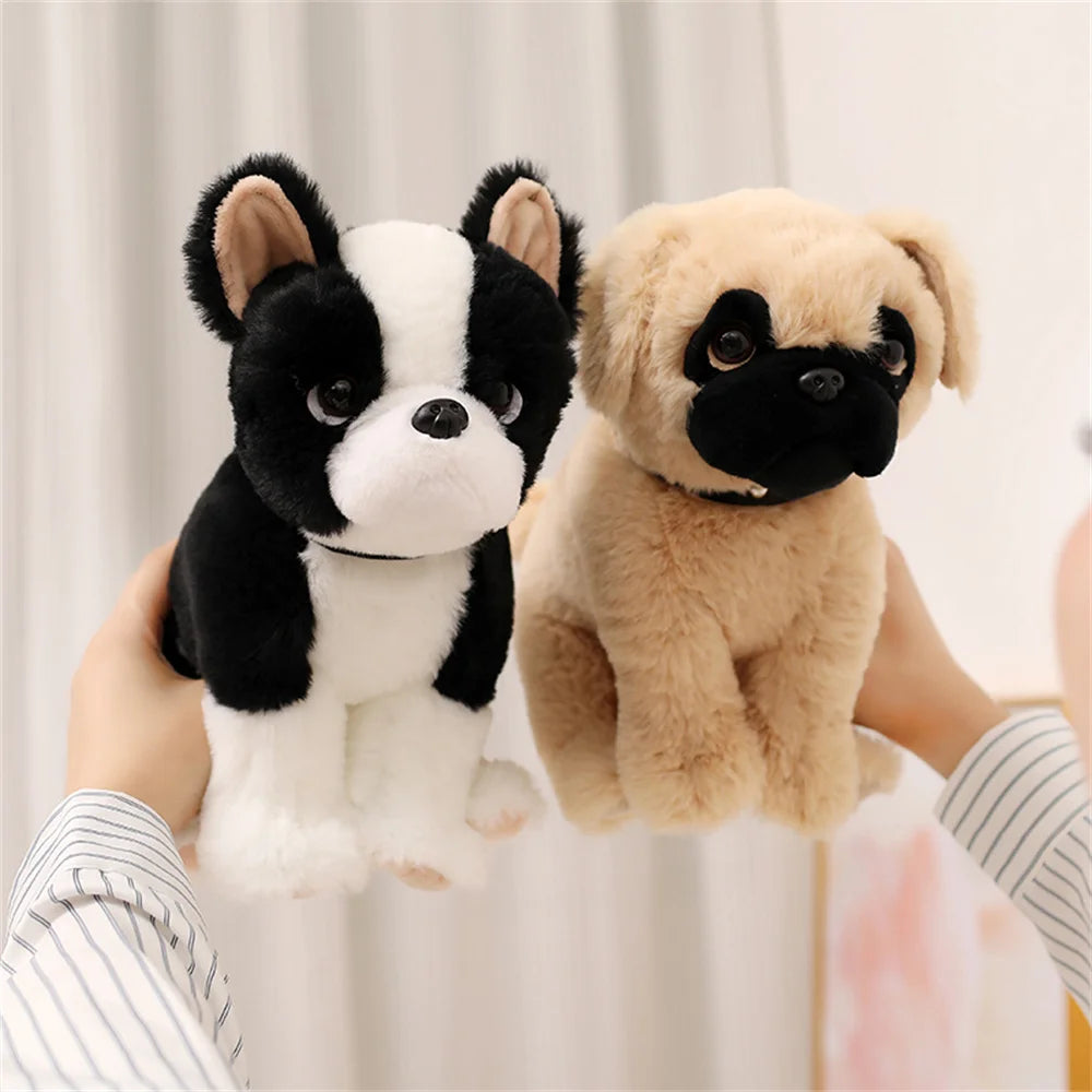 23CM Simulation Puppy Dog Plush Toys Soft Stuffed Animal Doll Cute Sitting Schnauzer Shar Pei Bulldog Husky Peluche Toys Gifts