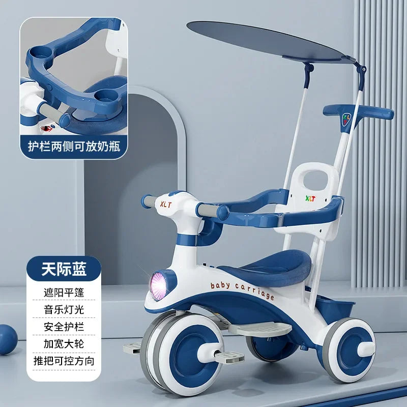 Wooden Walking Cart for Toddlers Three Wheeled Bicycle 1-Year-Old Baby Toy Cart Can Be Used for Sitting Baby Sliding