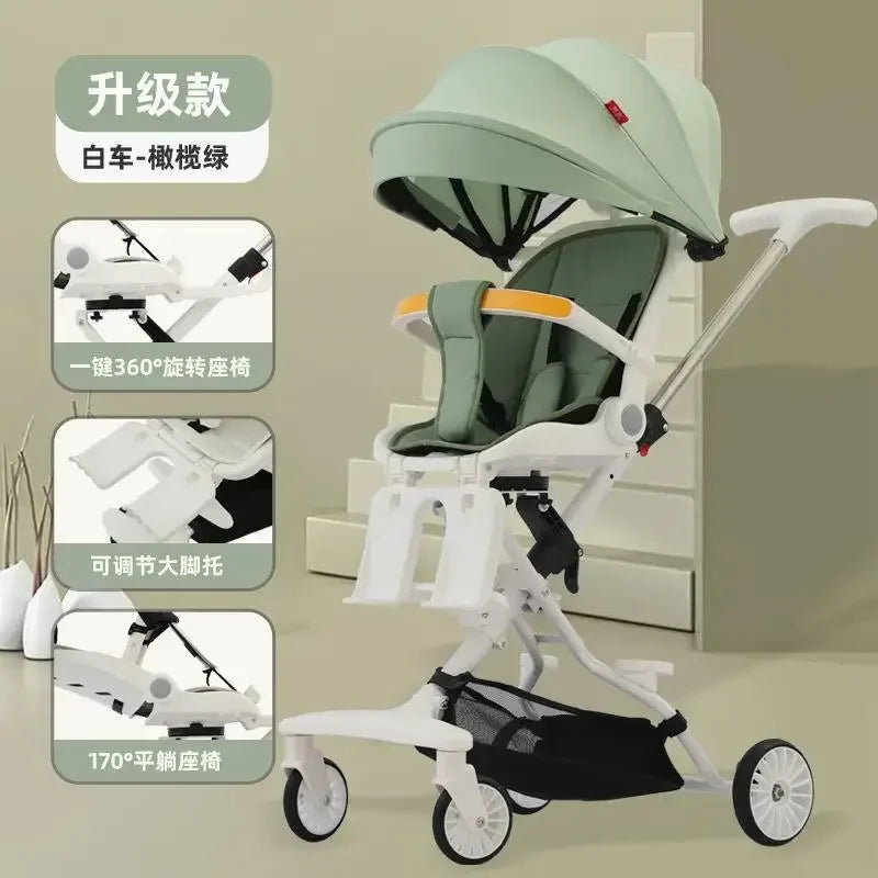 Bi-Directional Sitting and Lying Baby Stroller with Baby Stroller, Lightweight Baby Stroller, High Landscape Folding