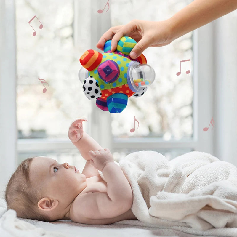 Brain Developmental Bumpy Ball Rattle Easy to Grasp Bumps Help Develop Motor Skills Cloth Touch Sensory Educational Toy for Baby