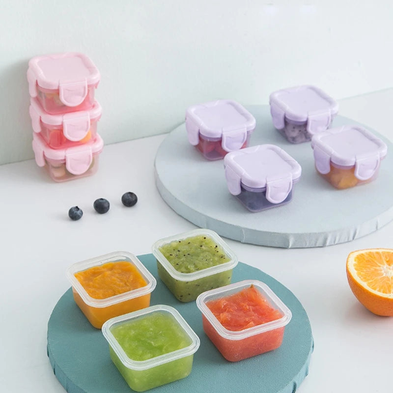Set of 4 Baby Newborn Food Freezer 60Ml Storage Containers 6 Colors Mini Food Condiment, and Sauce Containers A2UB