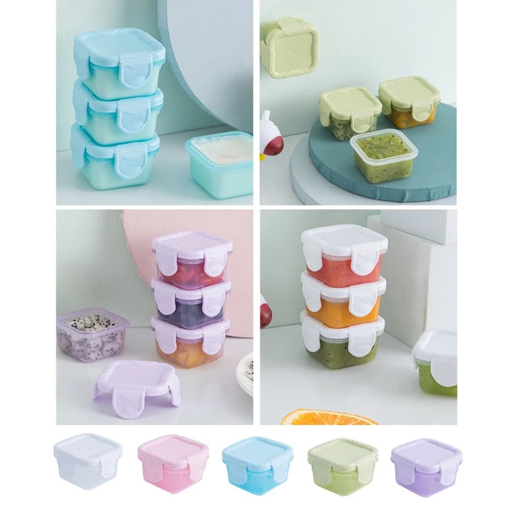 Set of 4 Baby Newborn Food Freezer 60Ml Storage Containers 6 Colors Mini Food Condiment, and Sauce Containers A2UB