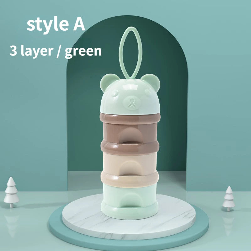 3/4 Layer Large Capacity Baby Milk Powder Box Portable Toddle Food Individual Storage Box Multi Open Snack Container Seale Tank