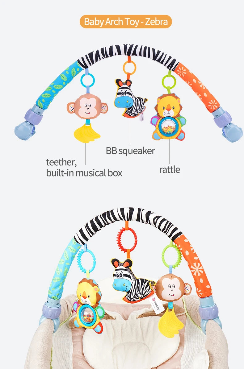 Adjustable Baby Stroller & Musical Cirb Arch Toys