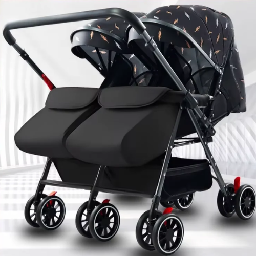 Twin Stroller, Double Seat/Double Recline Stroller, Foldable, Suitable for Two People and Can Be Taken into Elevators.