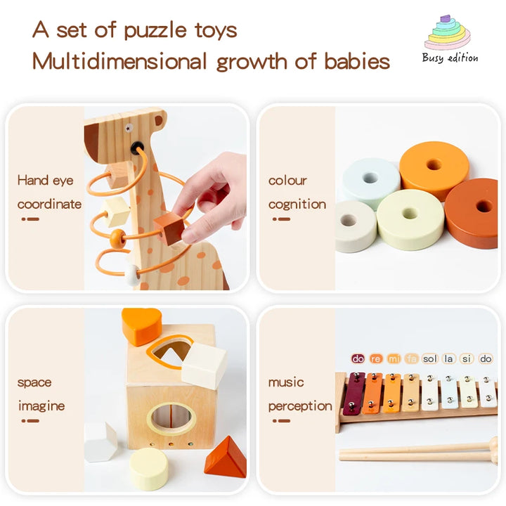 Musical Instrument Toy Set, 3-6 Montessori Early Learning Gift, Wooden Educational Tools for Kindergarten Music, Perfect as a Gi
