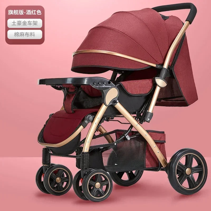 Baby Stroller Lightweight Foldable Easy to Sit Lying down Umbrella Rider Good Four-Wheel High Landscape