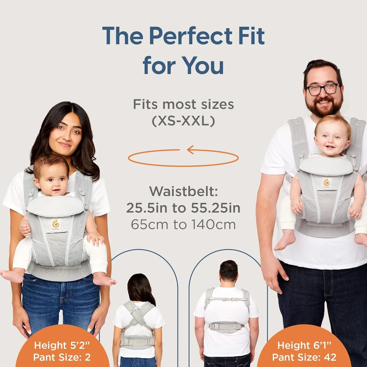 Ergobaby All Carry Positions Breathable Mesh Baby Carrier, Enhancing Lumbar Support and Airflow (7-45 Pounds)