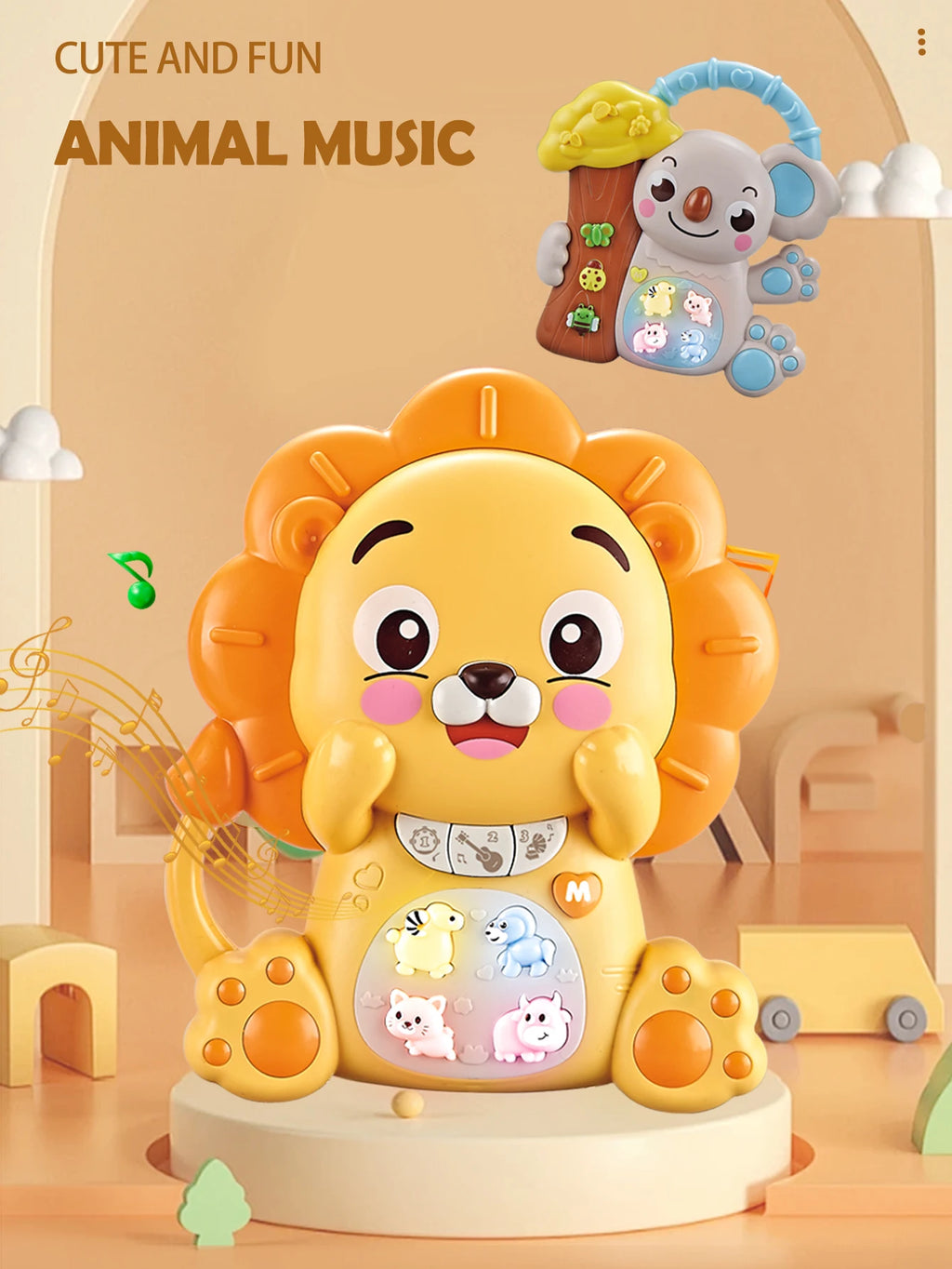 Cartoon Animal Electronic Keyboard, Lighting Music Piano Multi-Mode Sound Effect Switching, Puzzle Early Education Toys for 3+