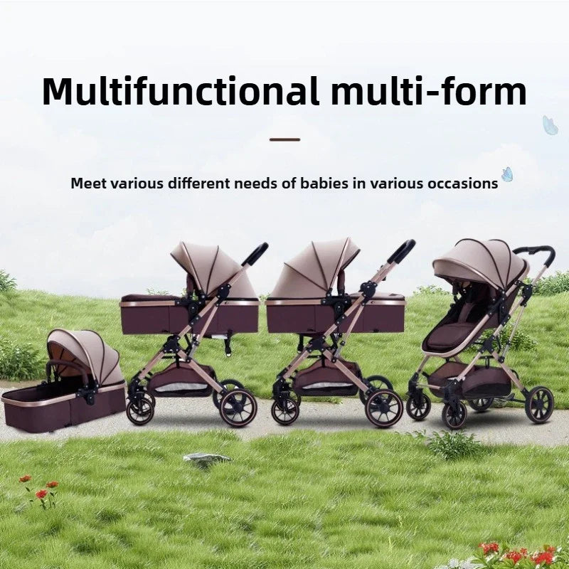 3-In-1 High-View Baby Stroller with Car Seat Foldable, Adjustable Backrest, Two-Way Portable Shock-Absorbing Baby Stroller