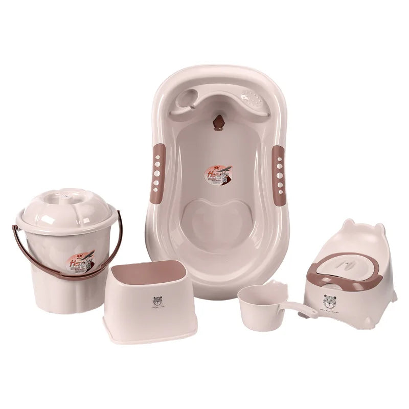 Baby Bath Tub Set with Stool, Newborn Tub,Non-Slip,Complete Bathing Set,Baby Bath Basin,Durable Bathtub,Plastic Baby Bathtub