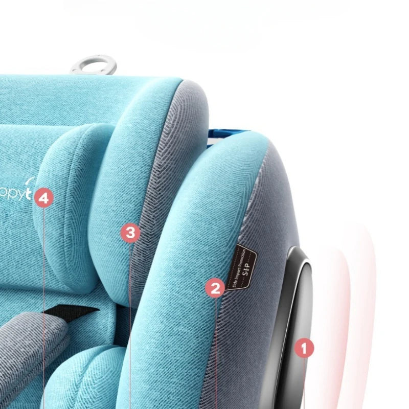 EG60 Universal Child Car Seat, 360° Rotating Reclining Seat, Portable Baby Safety Chair, Comfortable Car Booster for 0-12 Years
