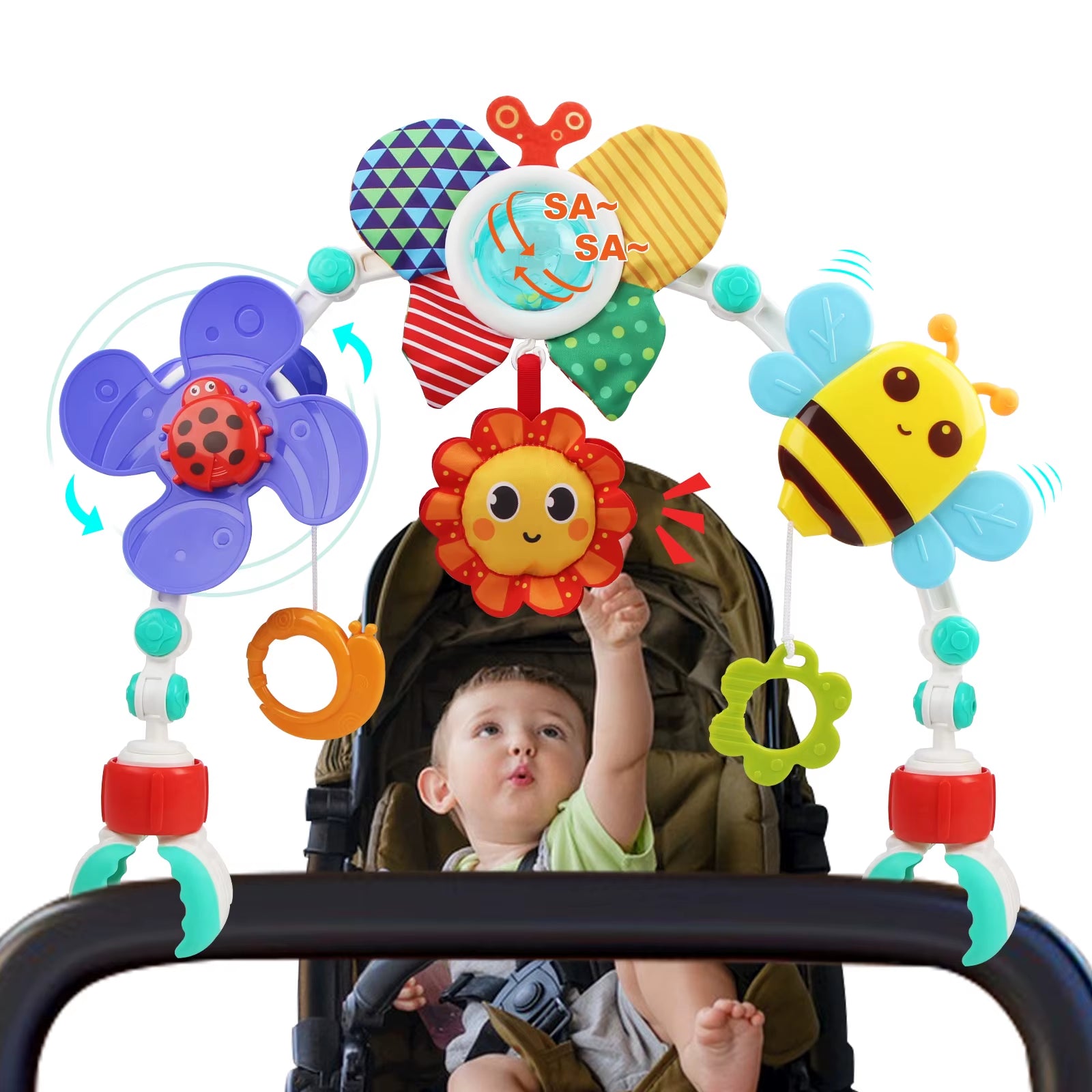 Baby Stroller Arch Toys Bouncer Toy Pram Activity Arch Toys Fine Motor Skills Toys Sensory Development Baby Car S