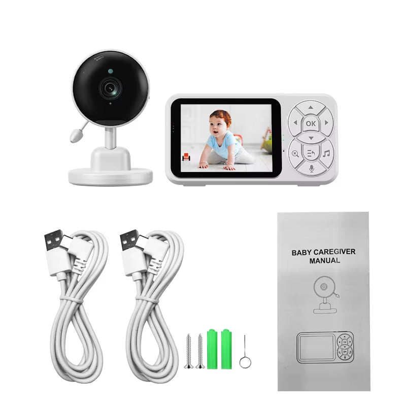 3.5'' Baby Monitor 0.3 Megapixel Camera with RGB Night Light Temperature Detection Voice Intercom Night Vision Security Monitors