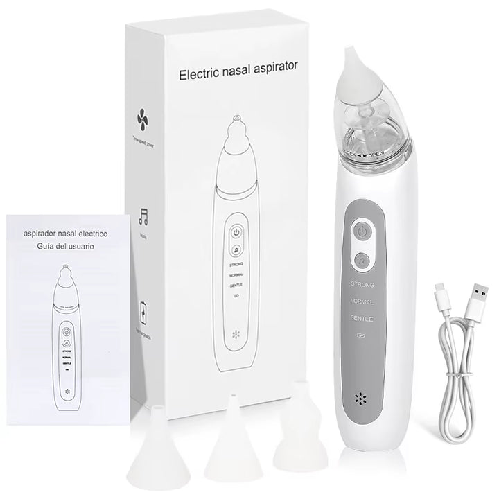 Baby Electric Nasal Aspirator Nose Suction Device with Food Grade Silicone Mouthpiece 3 Suction Modes and Soothing Music