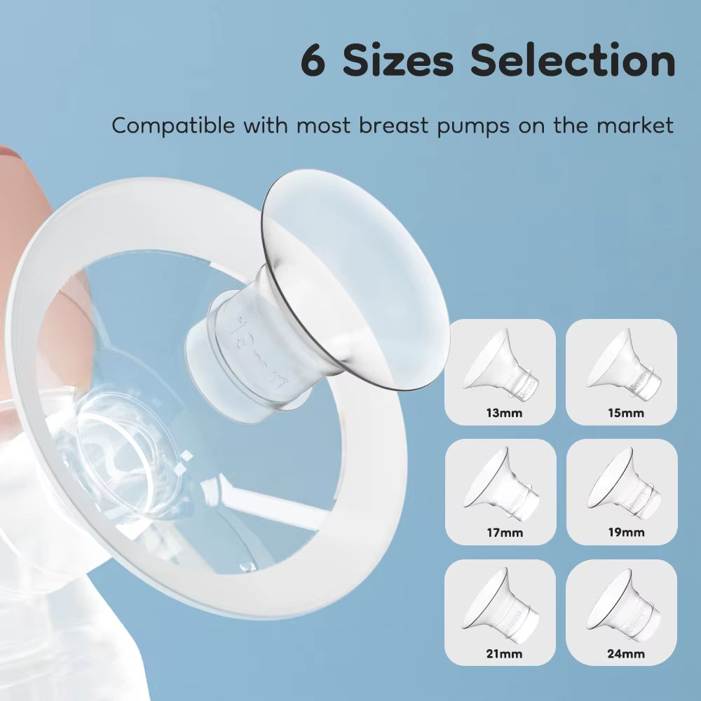 MAMIJOY Silicone Flange Inserts for Breast Pumps Electric Breast Pumps Nipple Tunnel Narrow Connector 13/15/17/19/21/24Mm Flange