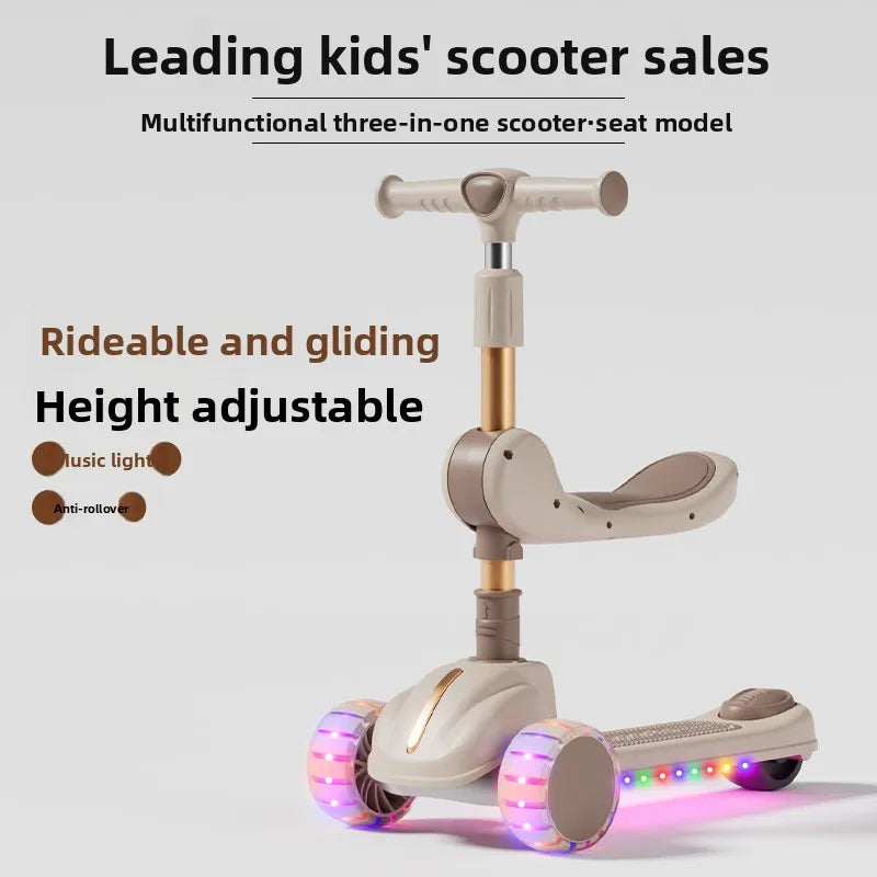 3-In-1 Children'S Scooter: a Scooter for Boys and Girls That Can Be Sat on or Ridden